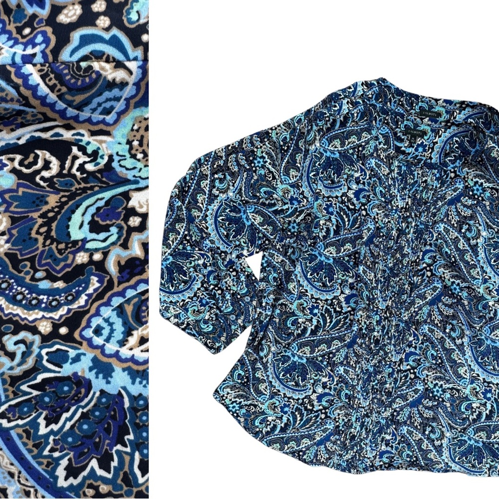 Talbots Tunic - paisley with notched neckline XL